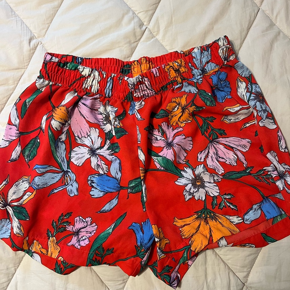 Floral Athletic Women's Shorts - Red